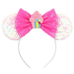 Serre-tête de Noël pour enfants avec oreilles de souris à paillettes et nœud, taille unique, pour filles, accessoires pour cheveux - Product Image 6