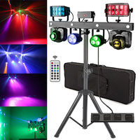 Barre d'Éclairage DJ 4-en-1 Gig Bar Move Derby, Ensemble DJ Portable, Équipement Disco, Lumières DJ Laser Stroboscope à Tête Mobile et Support