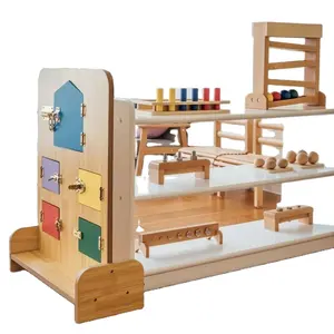 Didactic brinquedos venda quente juguete infantil, madeira montessori latch board caixa para pré-escolar