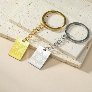 Portachiavi Myshape con Stella di David, Simbolo Chai, Esagramma, Gioielli Ebraici in Acciaio Inossidabile - Product Image 6