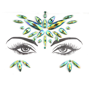 Carnaval maquillage <span class=keywords><strong>3D</strong></span> diamant sourcil autocollant temporaire visage bijoux tatouage brillant strass pour Festival de musique bricolage beauté décor - Product Image 5