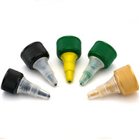 Bouchons torsadés côtelés noirs, verts, jaunes 20/410 24/410 avec bec verseur long de 24 mm et embout pointu pour bouteilles d'huile capillaire