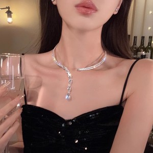 ร่วมรับประทานอาหารค่ำกับเรา~ สร้อยคอพู่ประดับเพชรเต็มเส้นสำหรับผู้หญิง ดีไซน์หรูหราและโดดเด่น เหมาะสำหรับโอกาสพิเศษ - Product Image 5