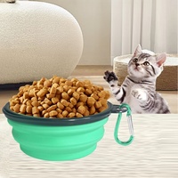 Bol pliable en plastique pour chien et chat, pour l'eau et la nourriture, avec anneau de fixation - Léger, durable, imperméable