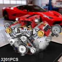 Modèle de construction de moteur en blocs de construction 3201 pièces, jouet d'expérimentation physique, bricolage, contrôle par application, pulvérisation et éclairage LED, briques de construction de moteur