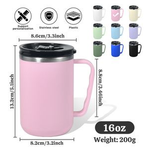 Tazza da Viaggio per Bottiglie d'Acqua 16oz, Tazza da Ufficio, Tazza da Viaggio con Interno in Acciaio Inox e Esterno in Plastica con Coperchio Scorrevole - Product Image 3