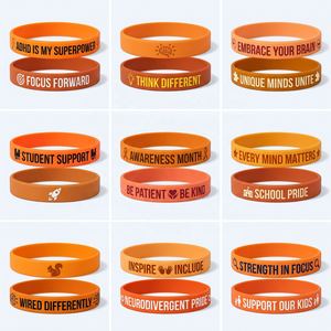 Braccialetto in Gomma Arancione Stampato per la Consapevolezza SPC, con Messaggio Personalizzato, Ecologico, all'Ingrosso per Programmi di Supporto Scolastico - Product Image 1