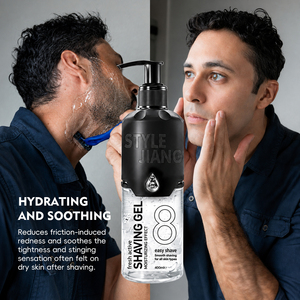 Gel de Rasage Transparent Hydratant pour Hommes, Crème de Rasage Fraîche et Active pour Soin de la Barbe, Flacon Pompe 400ml - Product Image 3