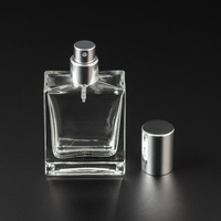 Flacon de parfum carré élégant en verre de luxe de 30 ml, vaporisateur de parfum, récipient vide avec couvercle, vente en gros