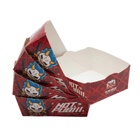Caja de papel Kraft desechable, embalaje en forma de barco para pinchos fritos, aperitivos de pollo, descuento gratuito para patatas fritas de pollo
