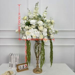 Vente en gros boule de fleurs Dahlias roses blanches et vertes pour centres de table Arrangement floral de 60cm pour décoration de fête prénatale de mariage et d'anniversaire - Product Image 2