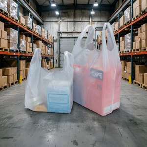 Bolsas de Transporte de LDPE Reciclables Ligeras y Económicas con Asas Reforzadas para Compras al por Menor - Product Image 1