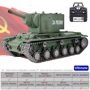 1/16 Heng Long Russie <span class=keywords><strong>KV</strong></span>-2 Char Lourd de Combat 3949-1 2.4G Infrarouge Lumières Fumigènes Son Effets Sonores Chariot Métallique RC Jouet Tir BB Airsoft - Product Image 6