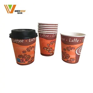 Wholesale Insulated Customized Printing 8oz 300ml Disposable Tea Coloured Disposable Hot Paper Cups With Lids