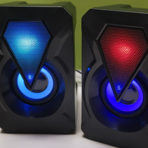 USB Home Louder Portable Subwoofer 2.0 Gamer RGB Colourful Mixed Colours LED Backlit Speaker Gaming for Tablet Computer