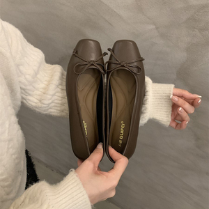 Escarpins argentés à bout bas avec nœud, nouvelle collection printemps 2026, style français, chaussures plates féminines pour femmes, respirantes et confortables - Product Image 4