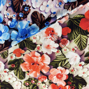 Rouleau de tissu en viscose imprimé floral 5D, Challis en rayonne pour robes, vente en gros - Product Image 1