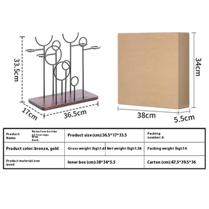 Support de rangement créatif en bois massif pour verre à vin rouge <span class=keywords><strong>Pied</strong></span> haut inversé Accueil Casier à vin suspendu Porte-vin en métal avec fond en bois - Product Image 6