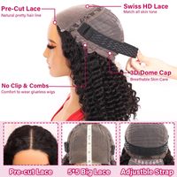 Perruque Bob Bouclée Cheveux Humains Ondulés Profonds Sans Colle Pré-Pluckée Pré-Coupée 5x5 Prête à Porter Fermeture en Dentelle HD Sans Colle