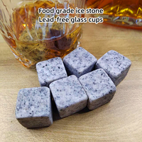 Top Seller Logo personnalisé Whisky Rocks Set Bar Tools avec des pierres à whisky de refroidissement et une boîte en bois pour le cadeau des hommes pour leurs cigares