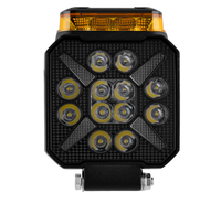 Feu de travail LED carré 4 pouces blanc/ambre, clignotant, balise, signalisation d'avertissement, projecteur tout-terrain pour chariot élévateur, remorque, camion