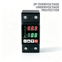 Protecteur de surtension et de sous-tension monophasé 2P à réinitialisation automatique avec affichage LCD, dispositif de protection de circuit AC