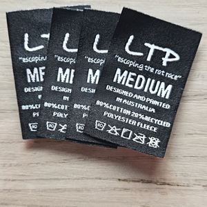 High Density Custom Brand <b>Name</b> Logo and Size End Folded Garment Textile Neck Woven Tags <b>Labels</b> for Clothing - Product Image 1