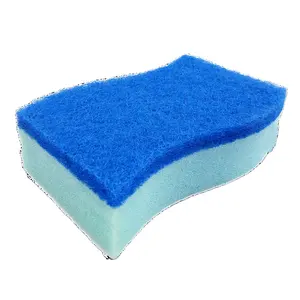 Non-scratch Curved dish scrub wash Sponge for Delicate-care Utensils