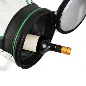 Sac à vin portable en PU imperméable pour mini-golf, blanc et vert, avec faible MOQ, accessoires de golf, sac à bouteille de vin OEM - Product Image 3