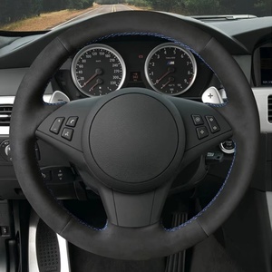 Cubierta de cuero para volante, accesorio cosido a mano para <span class=keywords><strong>BMW</strong></span> E60 <span class=keywords><strong>M5</strong></span> 2005-2008 E63 E64 <span class=keywords><strong>Cabrio</strong></span> M6 2005-2010 - Product Image 2
