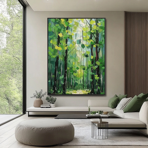 Pinturas <span class=keywords><strong>al</strong></span> <span class=keywords><strong>Óleo</strong></span> de <span class=keywords><strong>Paisajes</strong></span> de Árboles en 3D, Hechas a Mano, Personalizadas <span class=keywords><strong>al</strong></span> por Mayor, Decoración de Pared para el Hogar con Diseño de Bosque con Cuchillos - Product Image 2
