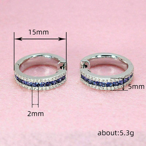 Orecchini a Cerchio Stile Pietra Blu per Donne, Eleganti Gioielli per Orecchie alla Moda - Product Image 4
