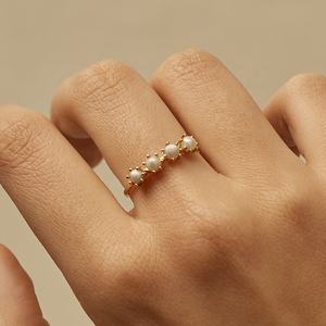 Mücevher 925 ayar gümüş hawaii yüzük inci polinezya stil altın yüzük ile beyaz inci yüzük - Product Image 3