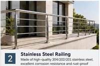 Rampe en PVC pour extérieur DF Design, pour escaliers, balcons, villas et jardins - Installation facile, résistant à la rouille, faible coût