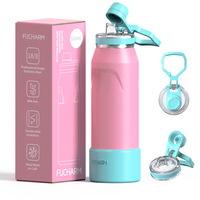 Bouteille Sportive Fucharm ODM 20oz en Acier Inoxydable à Double Paroi Isolée sous Vide avec Couvercle à Verrouillage Anti-Fuite pour Camping et Activités de Plein Air 2026