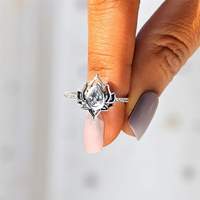 CAOSHI-Bagues en zircon pour femmes/hommes, bijoux fantaisie, plaqué argent, design de fleurs de lotus, multi couleurs, style vintage