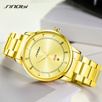 Montres de luxe SINOBI pour couple, montres-bracelets à quartz pour hommes et femmes, bracelet en acier inoxydable, aiguilles en verre, étanches, prêtes à l'emploi
