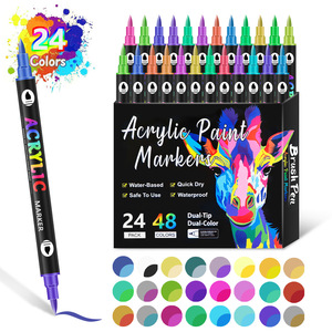 Hot Sale Kids Art Marker <b>Set</b> Dual Tip Two-Color Acrylic Brush Graffiti Marker Pen - Product Image 3