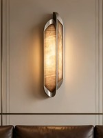 Applique murale LED de luxe moderne du milieu du siècle, style marbre vintage français, corps en acier inoxydable pour salon et chambre à coucher
