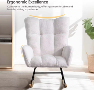 Thái thiết kế Teddy Velvet tàu lượn Rocker mềm mại và thoáng khí bề mặt ghế đệm chân gỗ Rocking <span class=keywords><strong>Chair</strong></span> - Product Image 2