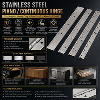 Charnière de piano sans trou, en acier inoxydable soudé, pour supports de table pliante ronds, charnières longues robustes