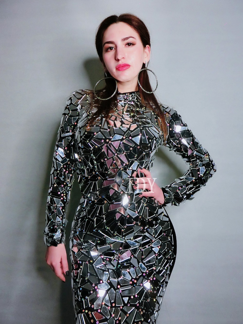 bling dresses for women Luxury Brown Crystal Pearl Evening Dress V-Neck Pencil Plunge neckline Rose Gold Sequins Evening Dresses