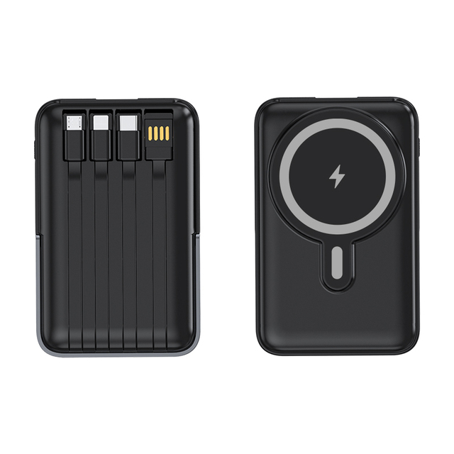 Built-in 4 Cables With Holder Magnetic Portable 15W Wireless Charger 10000mAh PD 22.5W Multifunctional Fast Charge Power Bank