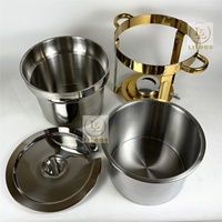 Chauffe-plat en acier inoxydable 11L avec cadre doré et couvercle pour buffet d'hôtel, restauration et banquets