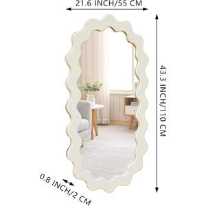PARISLOFT Miroir mural ovale ondulé avec cadre en bois 43,3 x 21,6 pouces, miroir décoratif moderne pour salon, chambre à coucher, salle de bain, entrée - Product Image 4