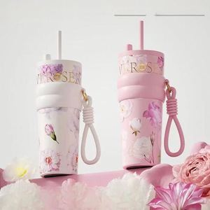 Vaso Térmico de Acero Inoxidable 316 con Diseño Floral, Ecológico, de Gran Capacidad (710 ml), Aislado por 12 Horas, con Pajita, para Mujer - Product Image 2