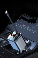 Chargeur rapide pour voiture M14 7-en-1 avec trois câbles rétractables, charge rapide 180 °   Affichage numérique LED à réglage directionnel