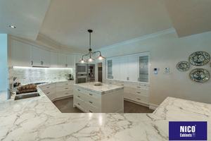 NICOCABINET - Gabinetes de Cocina Modulares de Estilo Europeo con Puertas Shaker, Acabado en Laca Blanca Brillante, Cierre Suave, para Casas Grandes y Modernas - Product Image 3