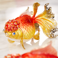 Décoration Moderne de Luxe RORO Motif Poisson Rouge, Ornement Émaillé pour la Maison/Bureau/Hôtel/Cadeau