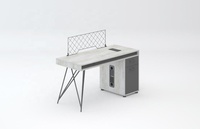 Meubles autoportants de style de mode bureau d'ordinateur en bois avec écran de séparation en maille Table de personnel modulaire créative avec pieds en métal